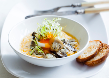 Mushroom & Frisee Salad with Parmesan Royale & Soft Boiled Egg